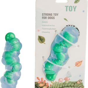 Puppy Teething Stick, Dog Chew Toys for Puppies with Ridges, Gently Clean Teeth & Soothe Sore Gums Caterpillar Stick, Natural Rubber Toy for Snacks & Treats for Small Meduium Large Breed (Green)