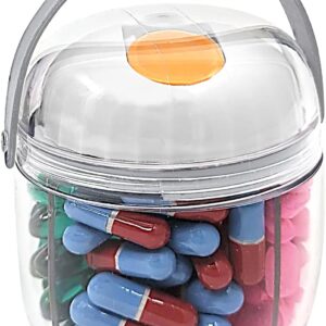 Mini Pill Dispenser Organizer Bottle, Daily Travel Medication Box with Secure Closure (Mini - White)