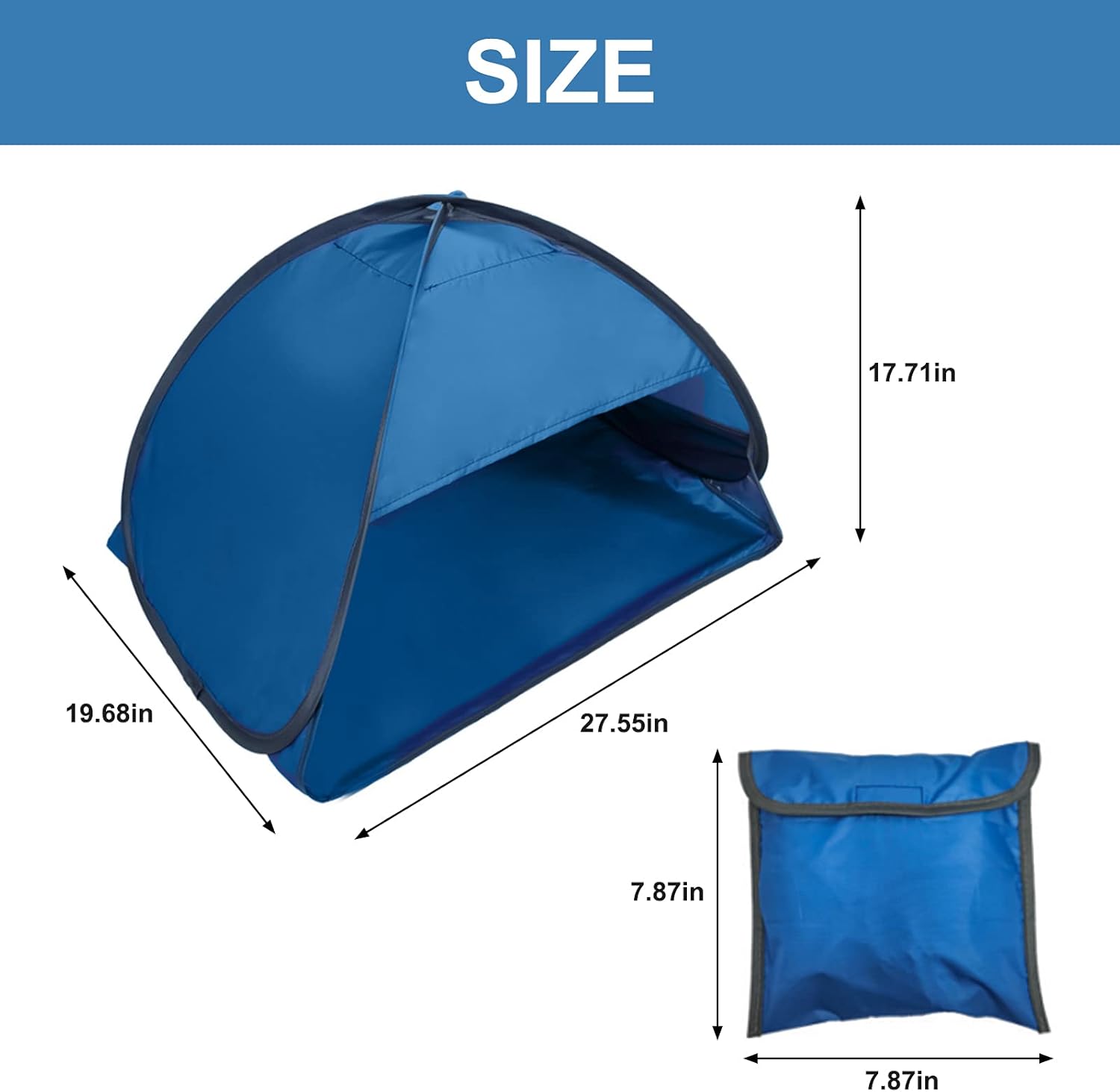 Beach Sun Shelters Pop Up Beach Tent, 1 PCS Portable Sun Shelter Tent for Anti-UV Windproof Camping Picnic Tent Small Dogs Cats and Other Small Pets, Blue - Image 2