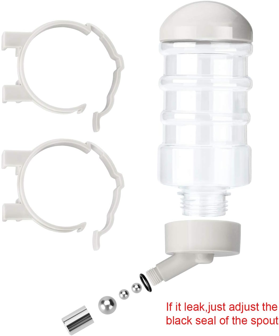 No Drip Dog Kennel Water Bottle Dispenser for Crate, 400ml Dripless Pet Drinking Fountains Kettle with Automatically Feeding Water (White) - Image 2