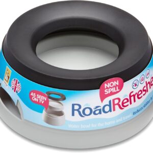 Prestige Pets Road Refresher™ - Cat and Dog Slobber Stopper Water Bowl Dispenser - No Spill Water Bowl for Dogs and Cats - Travel Cat Bowl or Dog Bowl - Grey - Large