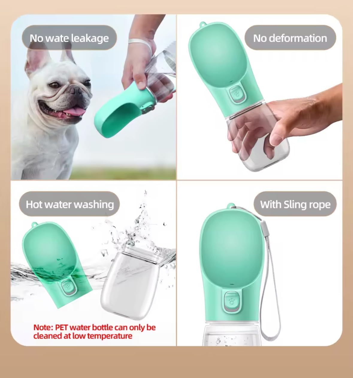 Portable Dog Water Bottle – Leak-Proof & Convenient Hydration for Pets On-The-Go (White, Small) - Image 3