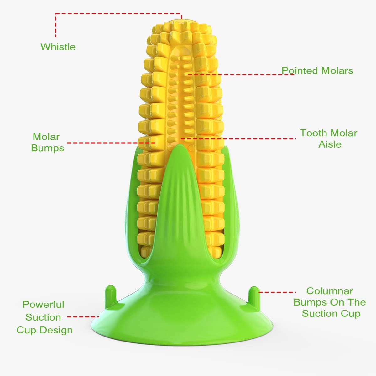 Guardians Dog Squeaky Chew Toy with Suction, Dogs Toothbrush Teeth Cleaning Squeaky Stick for Aggressive Chewers for Small Medium Dogs (Yellow Corn) - Image 4