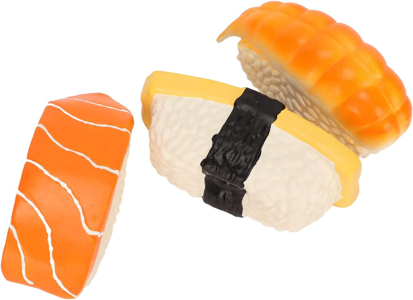 JTLB 3Pack Sushi Shaped Dog Toy, Soft Latex Squeaky Toy for Small to Medium Dogs, Innovative Food Themed Canine Play Toys, Sushi Dog Toy Set - Image 5