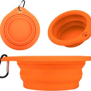 Silicone Collapsible Dog Bowl (3-Pack) - Portable Travel Bowls with Carabiner Clip for Camping & Hiking | Leak Proof, Dishwasher Safe Pet Feeding Dish | Space Saving Foldable Design