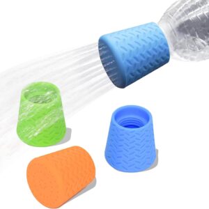 3 Pieces Portable Outdoor Shower for Dogs,Portable Shower Head,Bottle Attachment for Portable Outdoor Shower,Works with Most Plastic Water from 16 oz to 2 Liters (Blue,Green,Orange)
