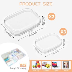 6 Pcs Clear Hard Zipper Case Hard-Sided Premium Storage Case Plastic C...