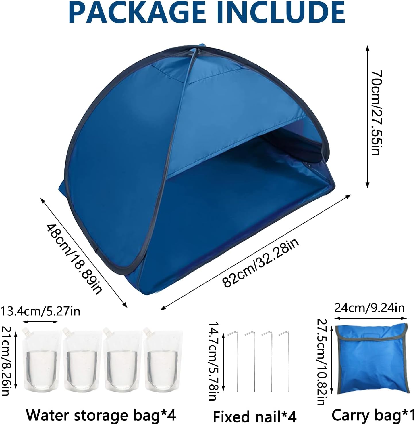 1pcs Pop Up Dog Cat Camping Tent, Blue Outdoor Play House Portable Sun Shelter Pet Tent for Dogs Cats Puppy Kitty Other Small Animals, L - Image 2