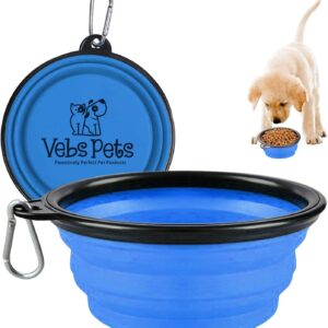 Collapsible Dog Bowls for Travel, 2-Pack Portable Dog Water Bowl for Medium and Small Dogs Cats Pet Foldable Feeding Watering Dish for Traveling Camping Walking w/ 2 Carabiners, BPA Free (Blue)