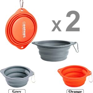 Silicone No Spill Collapsible Travel Dog Bowl, 2 Pack No Plastic Rim Pet Water Bowls, Portable Leak-Proof Pet Feeding Bowls