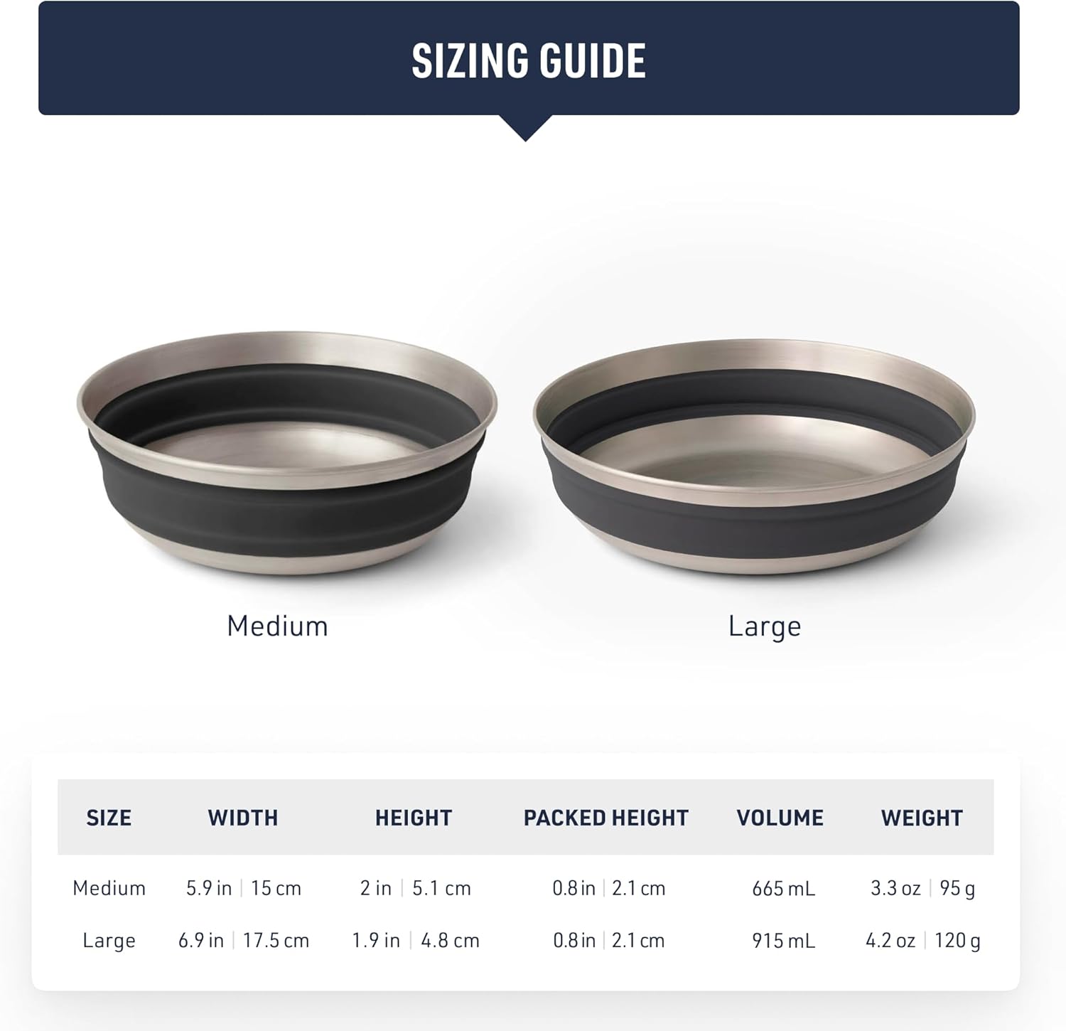 Sea to Summit Detour Stainless Steel Collapsible Bowl, Medium (22 fl oz), Moonstruck Grey - Image 6