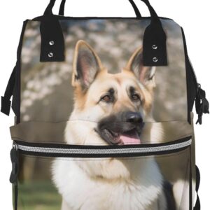 German Shepherd Dog Diaper Bag Essentials Travel Tote Nappy Backpack Large Capacity Mummy Backpack Multifunction Waterproof Teacher Nurse Bag 15.7 inch Work laptop Bags