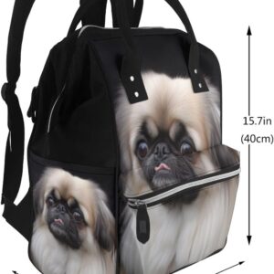 Pekingese Dog Diaper Bag Essentials Travel Tote Nappy Backpack Large Capacity Mummy Backpack Multifunction Waterproof Teacher Nurse Bag 15.7 inch Work laptop Bags