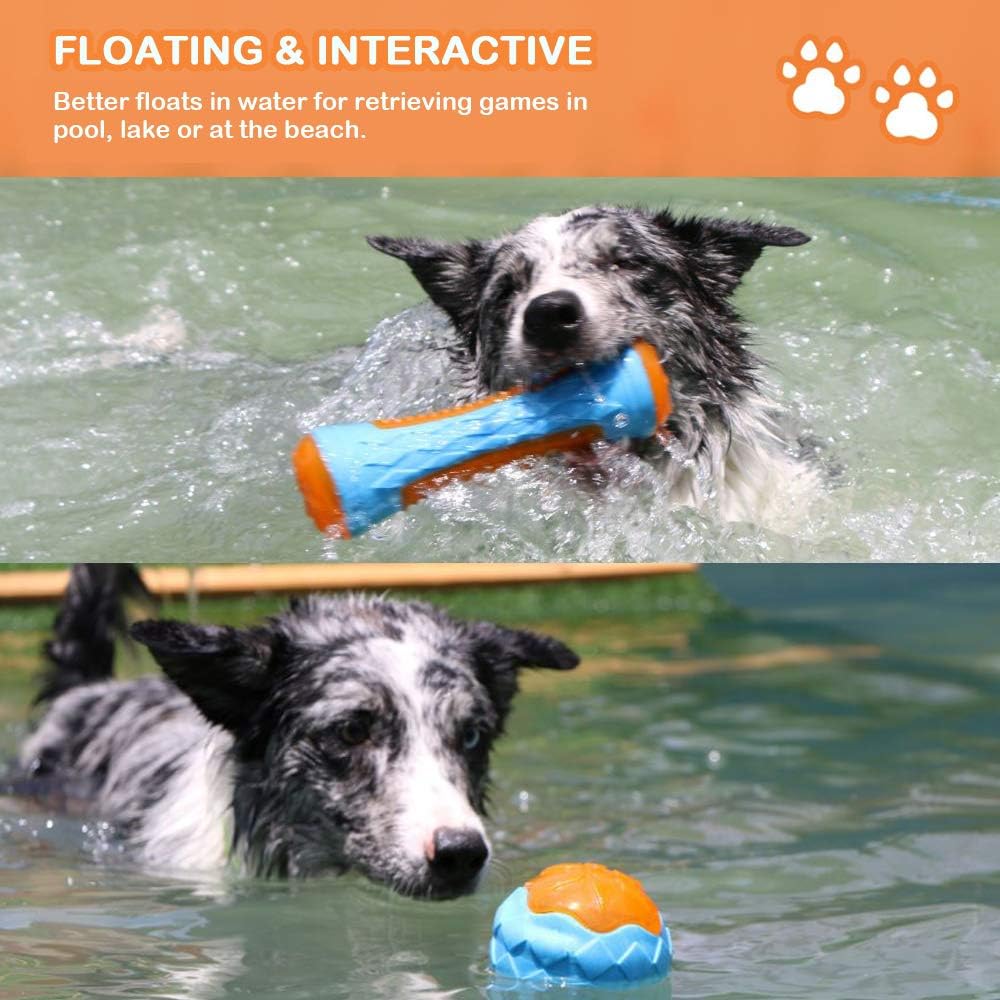 Dog Squeaky Toys Pack 4 Pcs, Pool Toys, Floating Toys for Interactive Fetch & Play, Dog Beach Toy Set, TPR - Image 3