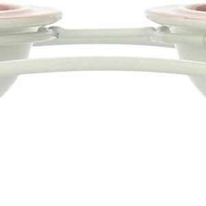 PetRageous 44355 Toftees Paws Diner with Two 1-Cup Dishwasher-Safe Stoneware Bowl Capacity 10.75-Inch Length 2.25-Inch Tall for Extra Small and Small Dogs and Cats, White and Pink
