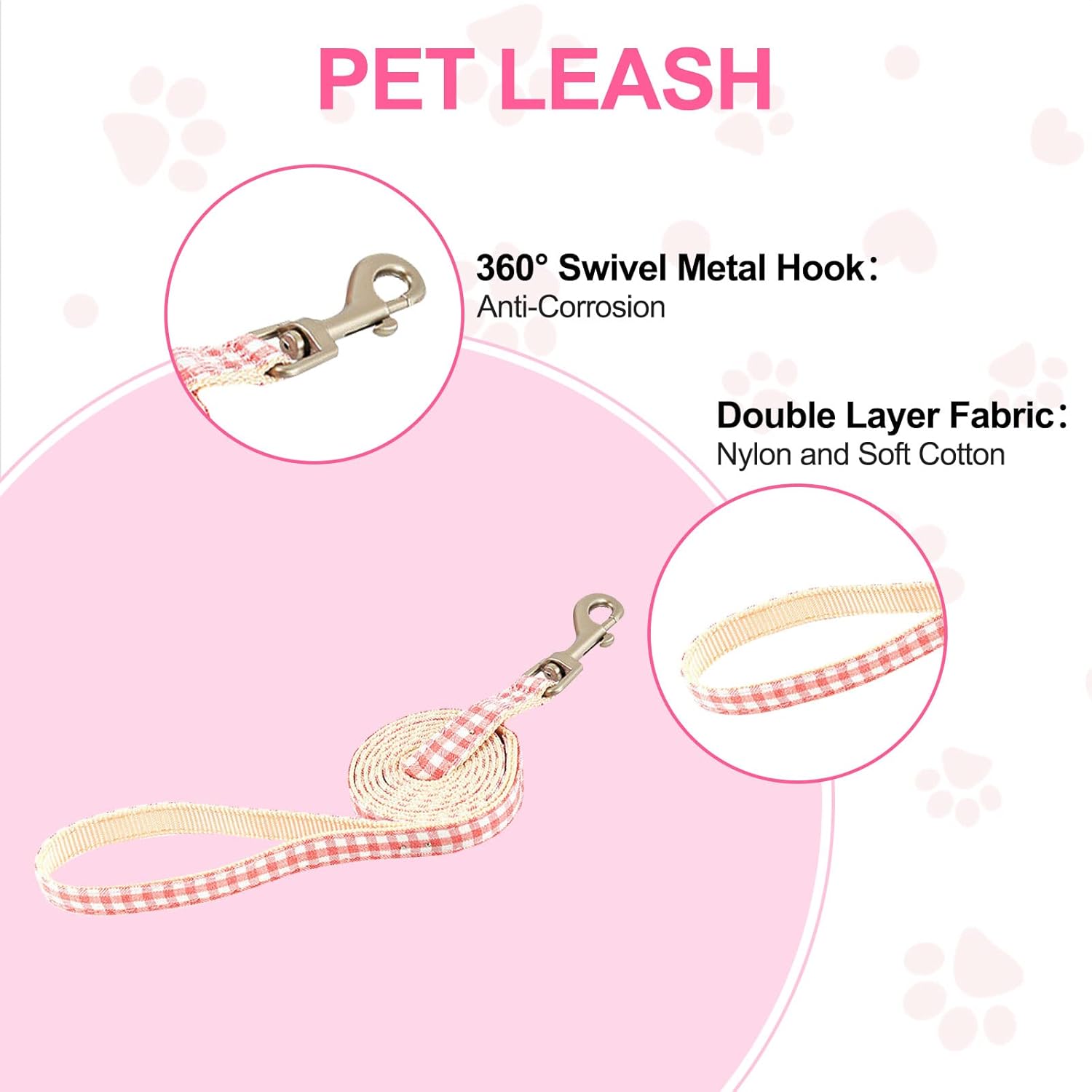 Pet Backpack Harness with Leash Set, 1 Pack Puppy Dog Back Pack Saddle Bags with Leash Adjustable Dog Harness Backpack Bag for Pet Outdoor Travel Camping Hiking, Pink - Image 5