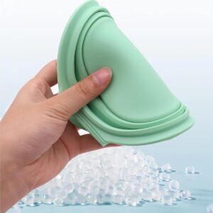 2-in-1 Collapsible Silicone Dog Dual Bowls, Double Dish for Dogs & Cats, Portable Foldable Food & Water Feeder with Carabiner, Leakproof Anti-Spill BPA-Free Design for Camping Hiking Travel(Green)