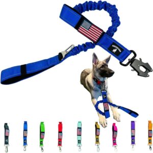 Heavy Duty Bungee Dog Leash – Shock Absorbing, Seat Belt Clip, Q...