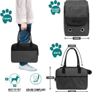 PetAmi Dog Purse Carrier for Small Dogs, Airline Approved Soft Sided Pet Carrier with Pockets, Ventilated Dog Carrying Bag for Puppy Cat, Dog Travel Supplies Bag, Sherpa Bed, Max 12 lbs, Dark Gray