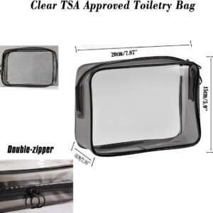 Clear Travel Toiletry Bag TSA Approved Toiletry Cosmetic Bags Men Women & Travel Bottles set for Toiletries TSA Approved Travel Bottle 3.4 oz Leak Proof Refillable & Travel Containers for Toiletries
