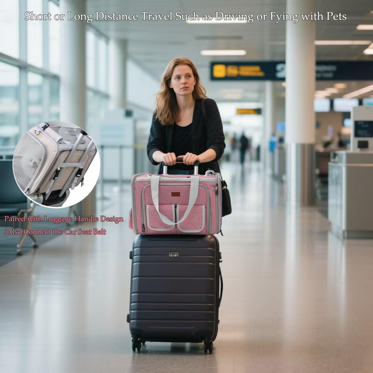 Pink Cats Carriers Soft Small Dog Carrier Airline Approved Pet Carrier 2 Softsides Expandable for Small Dogs Puppy Kitties Rabbit Bunny Carriers Bag Small Animals Travel Outdoor Carry Kennel - Image 5