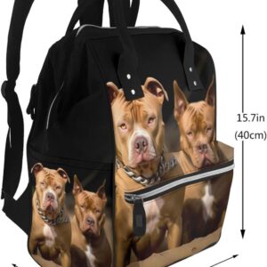 Pitbull Dogs Diaper Bag Essentials Travel Tote Nappy Backpack Large Capacity Mummy Backpack Multifunction Waterproof Teacher Nurse Bag 15.7 inch Work laptop Bags