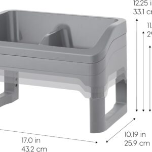 IRIS USA Adjustable Elevated Dog Bowls, Height Adjustable Raised Dog Bowl Stand, Double Food Bowls, Easy to Clean Removable Feeding Station for Small to Large Pets, Gray