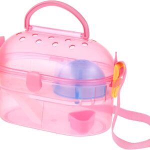 1set Outdoor Hamster Carrier Case with Bathtub and Feeder Portable Pet Travel Cage for Animals for Hiking Shopping and Cycling
