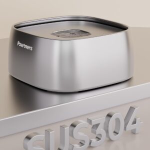 Dog Water Bowl No Spill, 4L All Stainless Steel Slow Water Bowl for Dogs with Non-Slip Base, Spill Proof for Medium Large Messy Drinkers, Slow Drinking, Slobber Stopper, No Mess, Silver