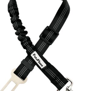 PETSPLAZA Dog Seat Belt, Retractable Dog Car Harness Adjustable Dog Seat Belt for Vehicle Nylon Pet Safety Seat Belts Heavy Duty & Elastic (Black)