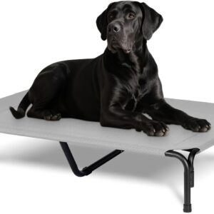Elevated Dog Bed for Outdoor, XXL Raised Dog Cot Indestructible with Washable Mesh, Cooling Summer Pet Cot Chew Proof for Outside Camping Travel, 51 inch Grey