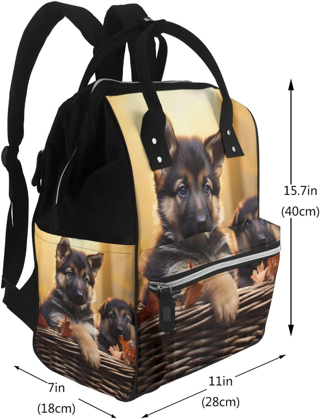 Little german shepherd dog Diaper Bag Essentials Travel Tote Nappy Backpack Large Capacity Mummy Backpack Multifunction Waterproof Teacher Nurse Bag 15.7 inch Work laptop Bags - Image 2