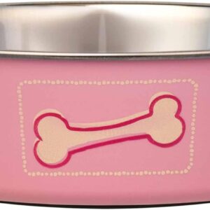 Loving Pets Bella Dog Bowls- Stainless Steel Dog & Cat Bowls - Spill Proof Dog Food Bowl, Cat Bowl, Puppy Essentials & Pet Supplies Great for Home & Travel (Small 10-20 lbs, Coastal Pink)