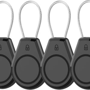 Air Tagholder 4 Pack - Waterproof Keychain Case with Steel Wire Cable & Hex Lock, Anti-Lost Shockproof Cover Compatible with Apple Air Tag for Luggage, Backpack, Keys, Dog Collar, Kids Items