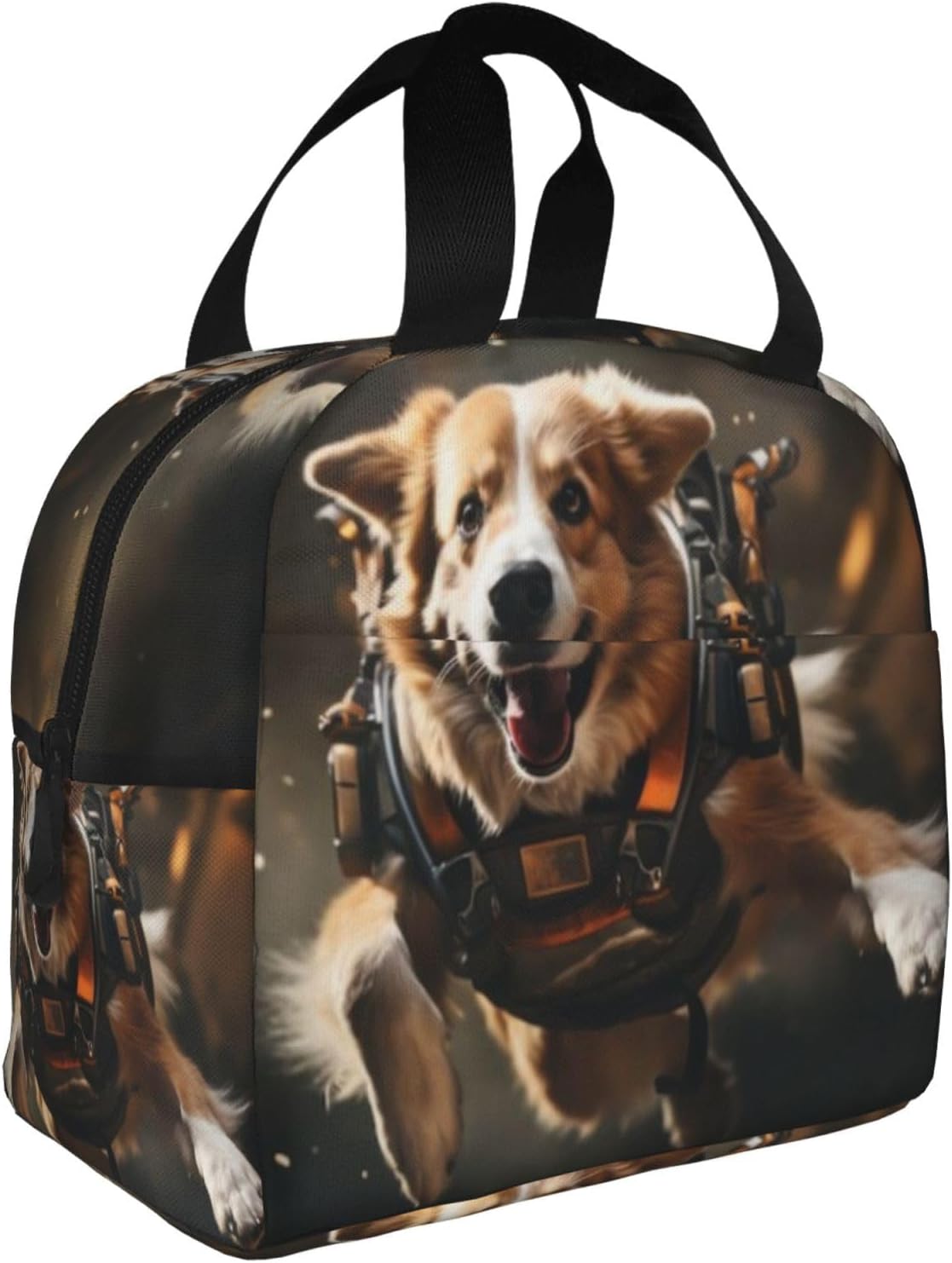 Portable Lunch Bag Insulated Dog Futuristic Gear Space Lunch Box Reusable Tote Bag Unisex for Work, Travel, Picnic, Office, Camping, Hiking, Picnic, Beach - Image 2