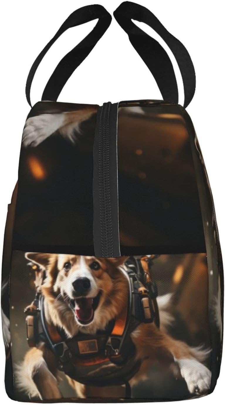 Portable Lunch Bag Insulated Dog Futuristic Gear Space Lunch Box Reusable Tote Bag Unisex for Work, Travel, Picnic, Office, Camping, Hiking, Picnic, Beach - Image 4