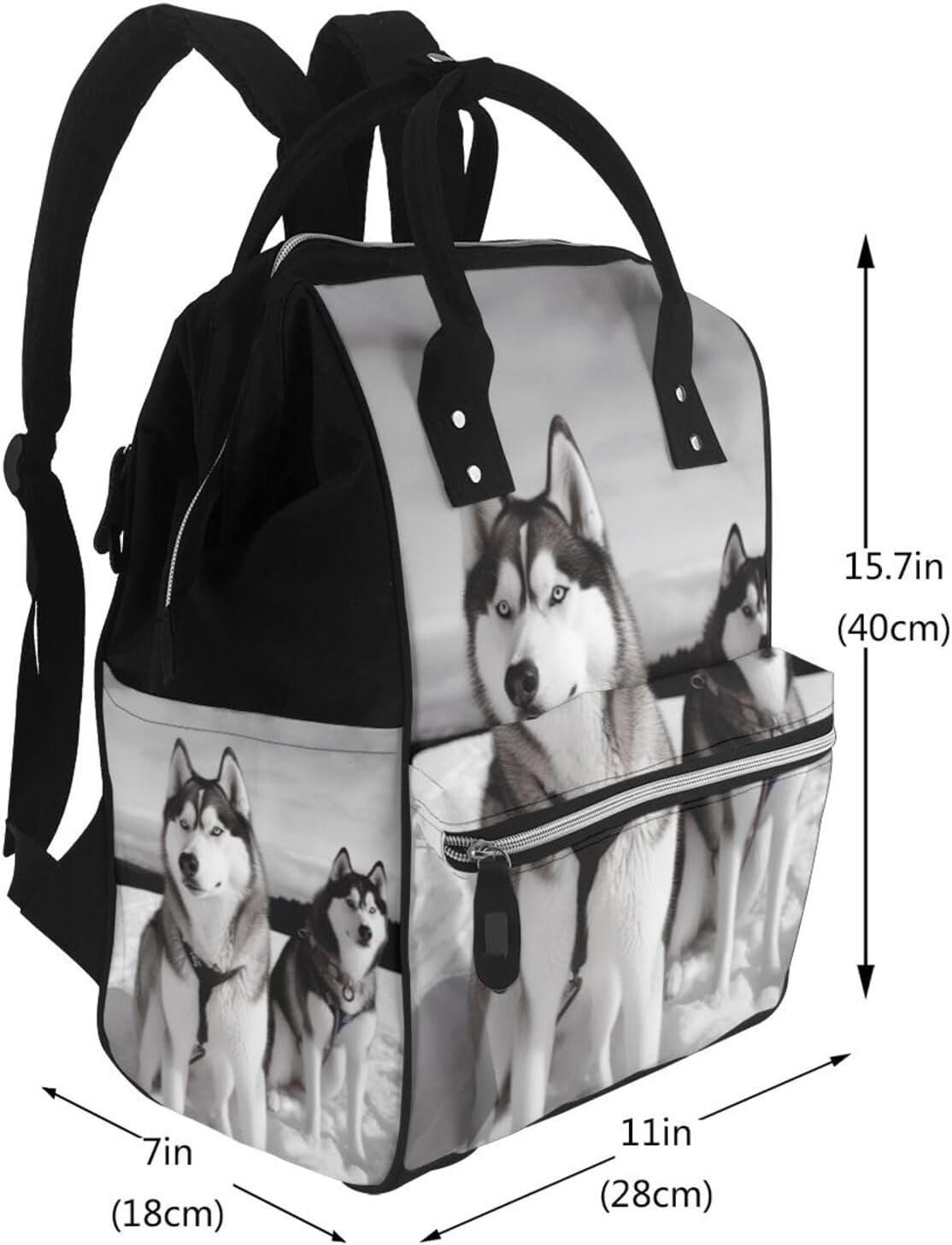 Husky dogs snow Diaper Bag Essentials Travel Tote Nappy Backpack Large Capacity Mummy Backpack Multifunction Waterproof Teacher Nurse Bag 15.7 inch Work laptop Bags - Image 2