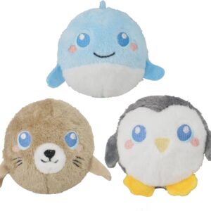 DKING 3Pack Squeaky Dog Balls,2 in1 Funny Puppy Ball Toys,Birthday Dog Toy for Small Medium Dogs (Ocean Ball)