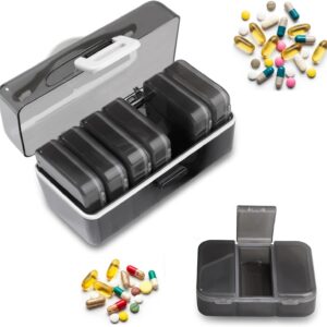 Weekly Pill Organizer, 7 Day Large Pill Box 3 Times a Day, One-Touch Easy Open Travel Medication Case for Seniors, Moisture-Proof Vitamin Holder with AM PM