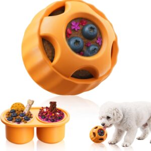 Frozen Dog Treats Toy to Keep Them Busy, Cognitive Dog Enrichment Toys,Interactive Toys Long Lasting, Easy to Clean (Orange)