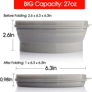 ME.FAN Silicone Collapsible Bowls – Silicone Folding Travel Bowl with Lids – Expandable Food Storage Containers Set – Portable, [27oz]
