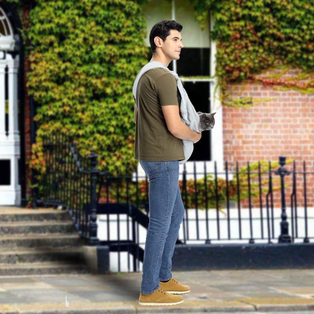 CUBY Dog and Cat Sling Carrier - Hands Free Reversible Pet Papoose Bag - Soft Pouch and Tote Design - Suitable for Puppy, Small Dogs Cats Outdoor (Grey, Adjust Strap 1.0) - Image 6