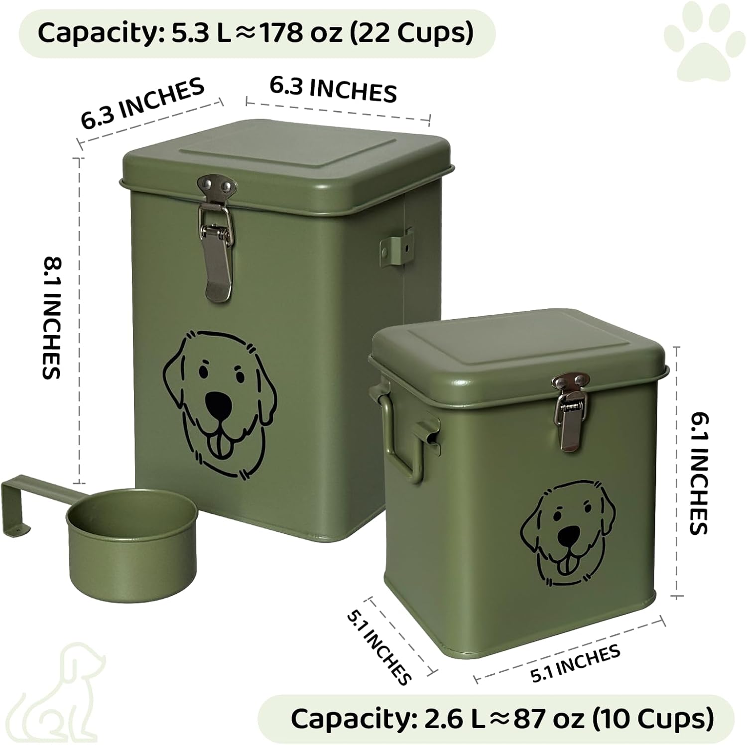 Dog Food Storage Container Airtight Dog Treat Container Pet Food Storage Containers Dog Treat Jar Tinplate Dog Treat Bin White - Image 8
