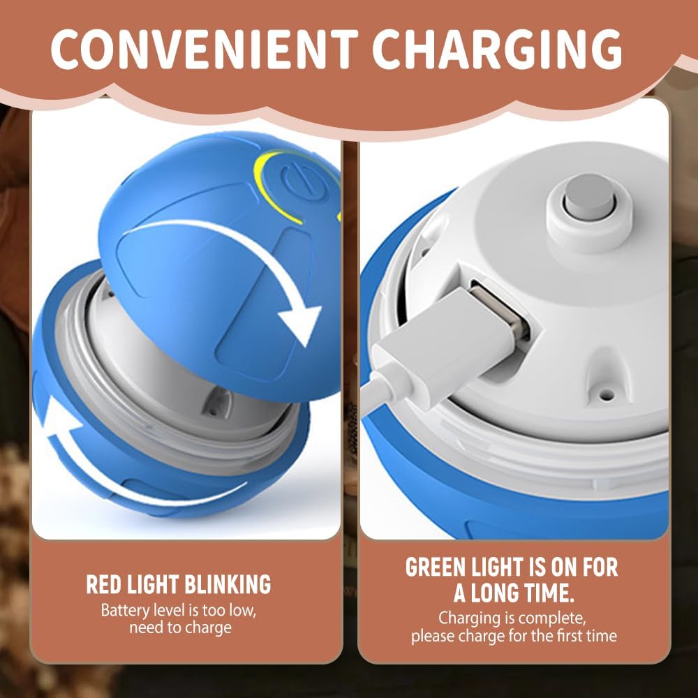 Shaky Ball Toy for Dogs, 2025 New Interactive Dogs Toy Durable Automatic Rolling Balls, Rechargeable Smart Dog Ball Chew Resistant Dog Balls for Indoor Play (Blue) - Image 6