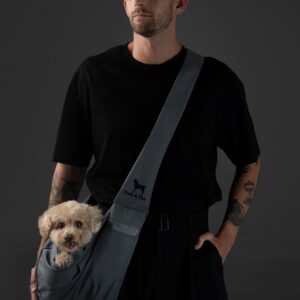 Noah & Paw Dog Sling Carrier for Small Dogs 5-18lb, Dog Sling for Small Dogs and Cats, Dog Carrier with Adjustable Padded Strap, Premium Twill, Lined with Fur, Double Safety Feature, Machine Washable