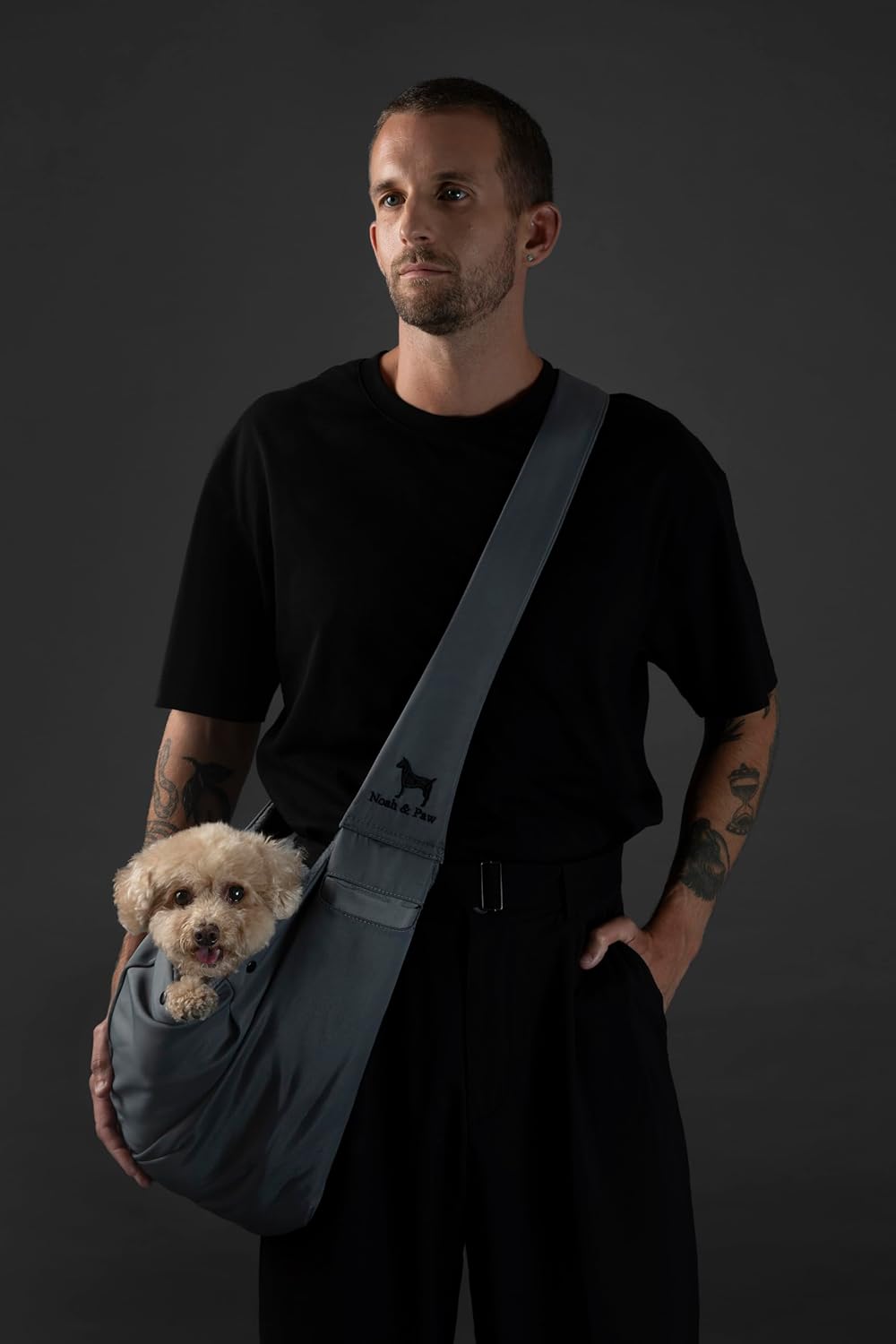 Noah & Paw Dog Sling Carrier for Small Dogs 5-18lb, Dog Sling for Small Dogs and Cats, Dog Carrier with Adjustable Padded Strap, Premium Twill, Lined with Fur, Double Safety Feature, Machine Washable - Image 2