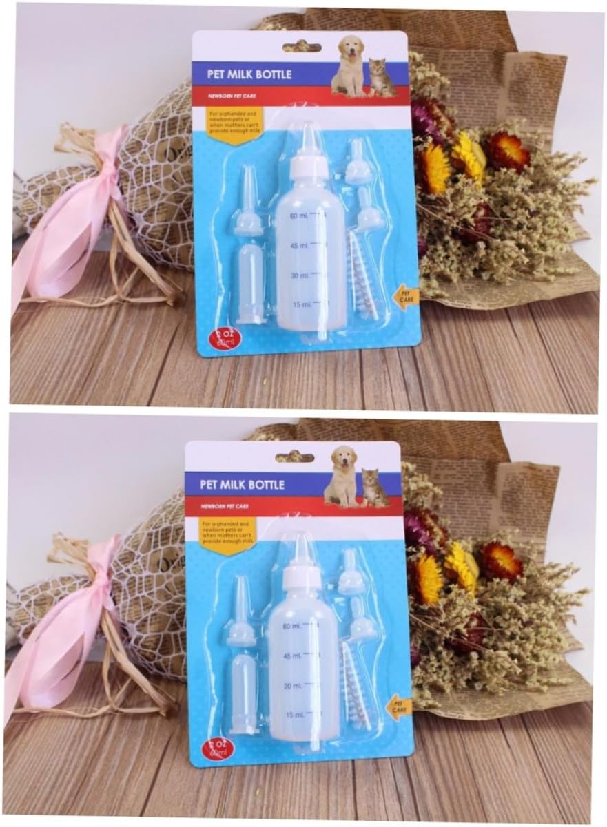 2pcs Pet Nursing Bottle Kit for Kittens and Puppies Food Grade Materials Easy to Bottle Cleaning Brush for Feeding Newborn Small Animals - Image 8