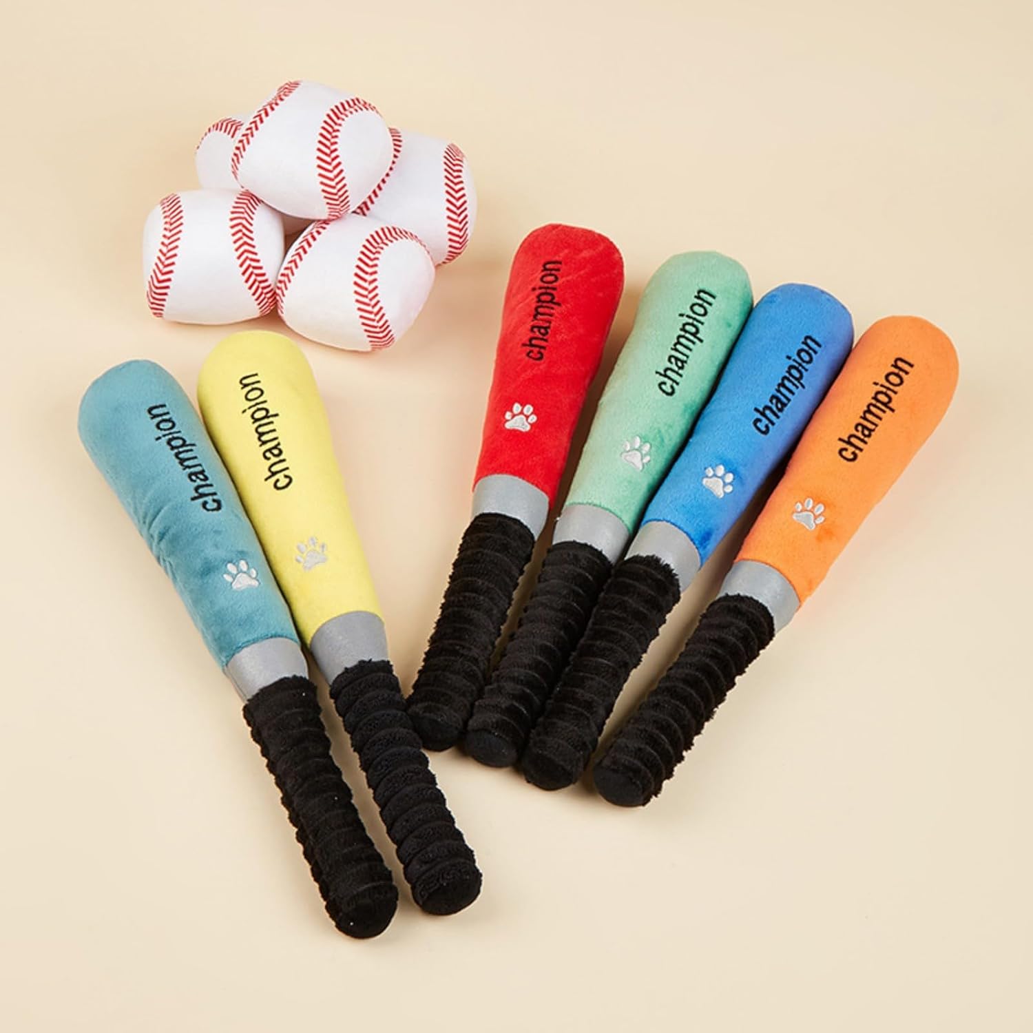 Baseball Bat Dog Toys Squeaky Dog Interactive Toy with 2 Pcs Baseballs Soft Plush Pet Toys for Dogs and Cats Playing (Blue) - Image 3