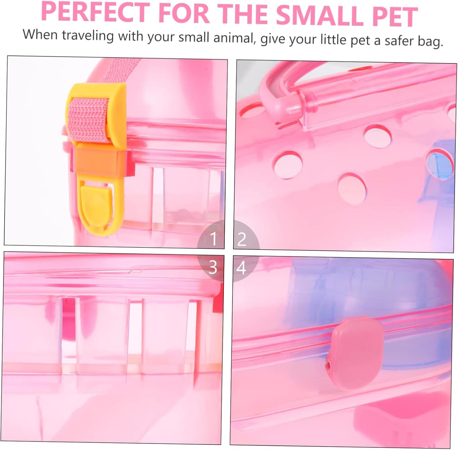 HEMOTON 1set Hamster Case with Feeder Bathtub and Water Holder Portable Chinchilla Box for Pet Travel Camping and Sightseeing Breathable Design - Image 5