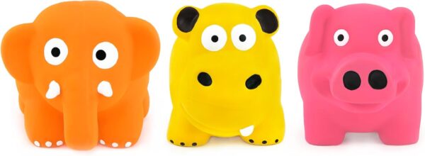 CHIWAVA 3 Pack 3.2'' Squeak Latex Puppy Toy Cute Standing Animal Sets Pet Interactive Play for Small Dogs Assorted Color - Image 2